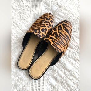 Splendid Leopard Print Women's Slip-On Mules, Real Leather | size 9